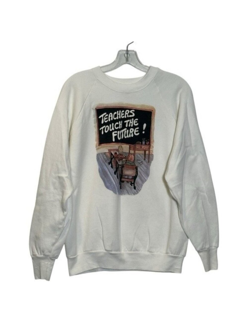 Teachers Are The Future Size L Crew Neck Sweatshirt Vintage 90's White FOTL
